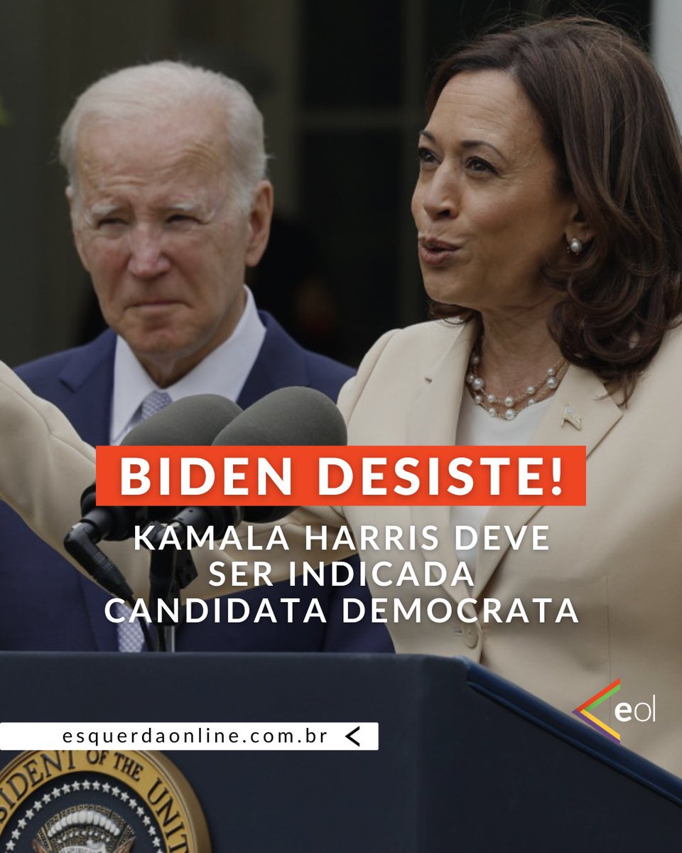 #Biden, finalmente, desistiu da sua candidatura à reeleição, abrindo caminho para indicação de Kamala Harris. Boa notícia para todos no mundo que querem ver a derrota de Trump, o líder da extrema direita mundial. Sem nenhuma ilusão e apoio político ao partido democrata, que