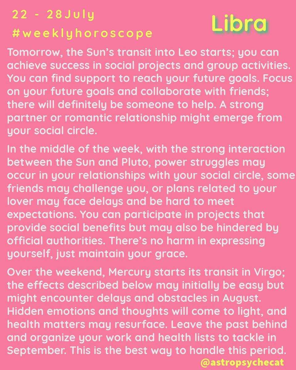 AstropsycheCat's tweet photo. Rising - Sun - Moon
#Leo #Virgo #Libra #Scorpio #weeklyhoroscope https://t.co/fpJhBMD8Yu
