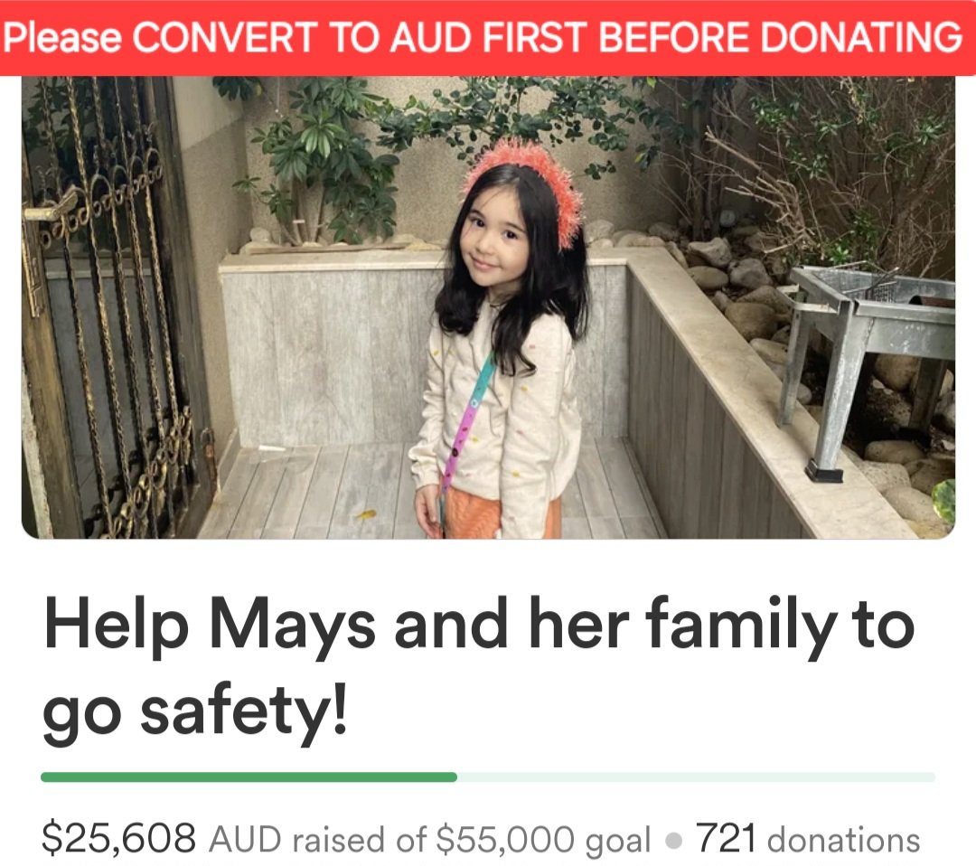 For dear <a href="/Maisyahya2004/">Mais</a> who is under the weather, let's please GIVE WHAT WE CAN so she can see good UPLIFTING traction for her family's campaign when she is back with us!

❤️‍🩹 We owe her loving family so much!

🌹❤️‍🔥26,000AUD short term -
let's go! 💪🌸

‼️CONVERT to AUD first‼️