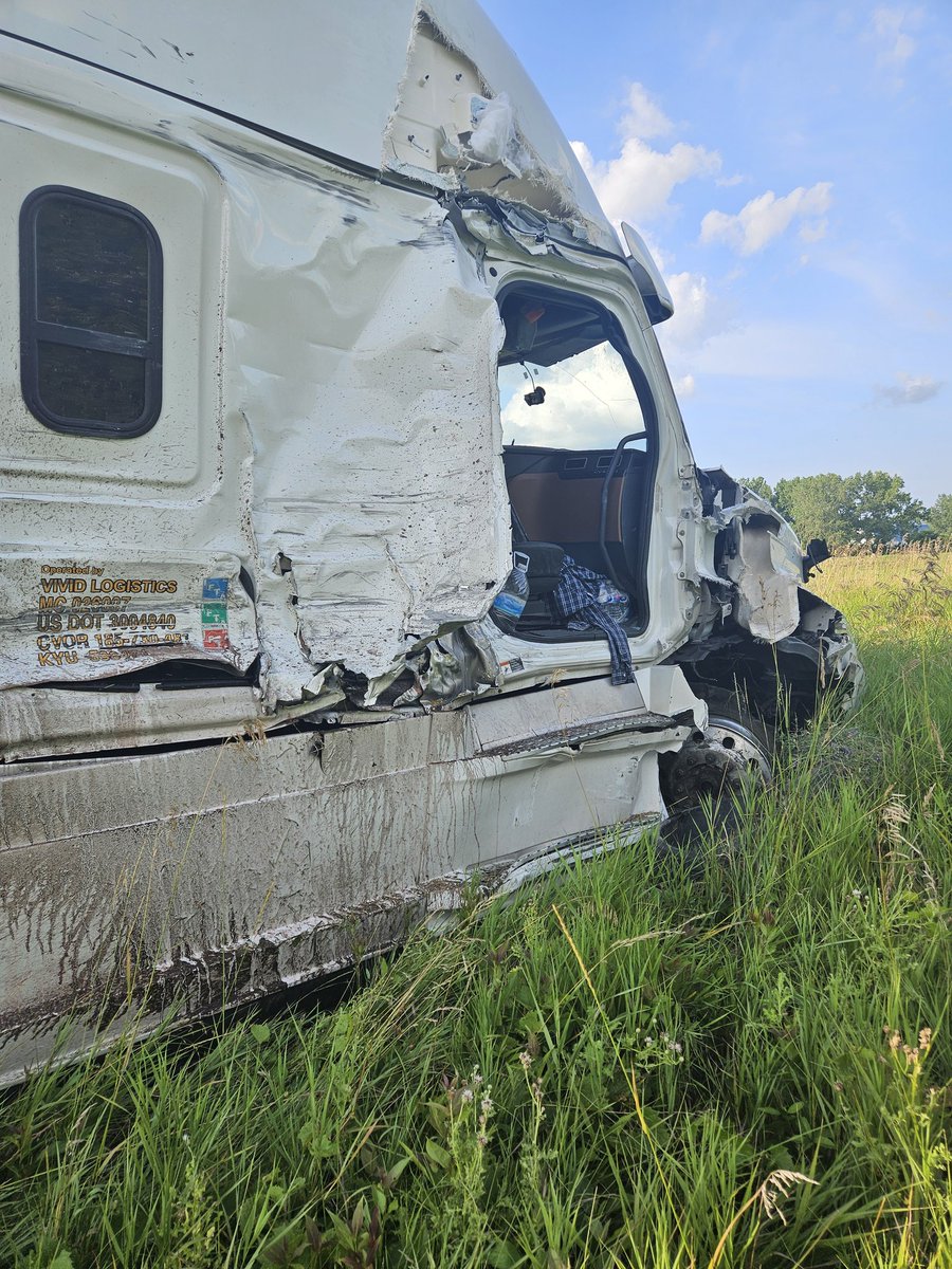 HFD Companies on scene NYS Thruway eastbound in the area of Scottsville. Despite the damage,  only minor injuries.  Expect the right lane to be closed for an good hour or 2.