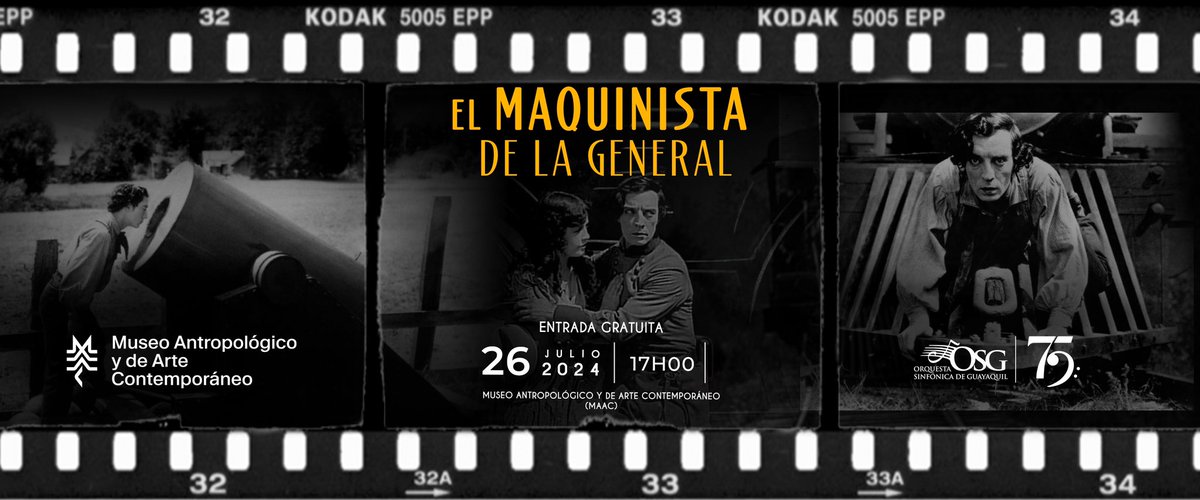 ¡Este viernes 🗓️ 2️⃣6️⃣ de julio tenemos una cita especial! 🎬✨

Ven a disfrutar de la película *El Maquinista de la General* de Buster Keaton, una comedia cinematográfica llena de acción y romanticismo 🎥💖.

La musicalización en vivo estará a cargo de toda nuestra orquesta. 🎻