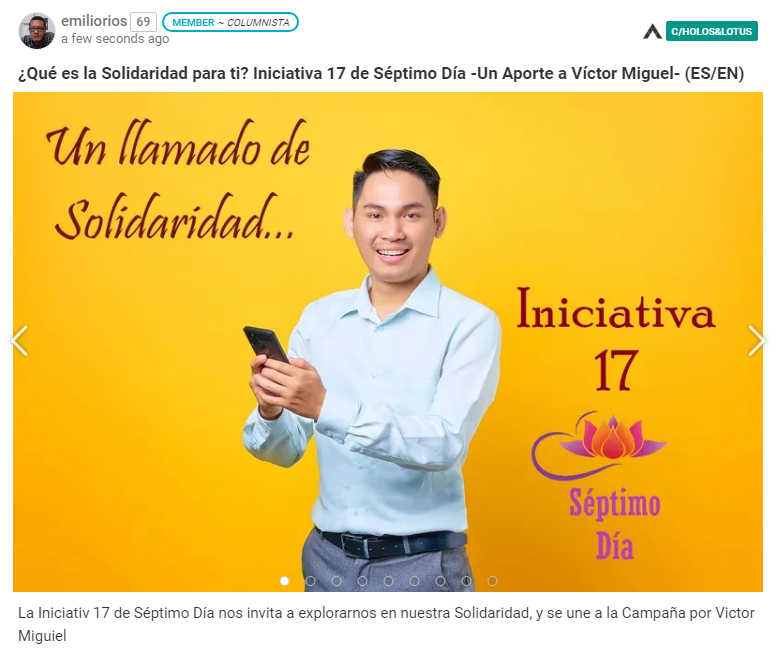 Adelantamos en #Hive La Iniciativa dominical 17 de 7mo. Día por las elecciones; y te pedimos nos ayudes en esta campaña:
¿Qué es la Solidaridad para ti? Iniciativa 17 de Séptimo Día -Un Aporte a Víctor Miguel- (ES/EN)
peakd.com/hive-131951/@e…
#spanish #wellness #life