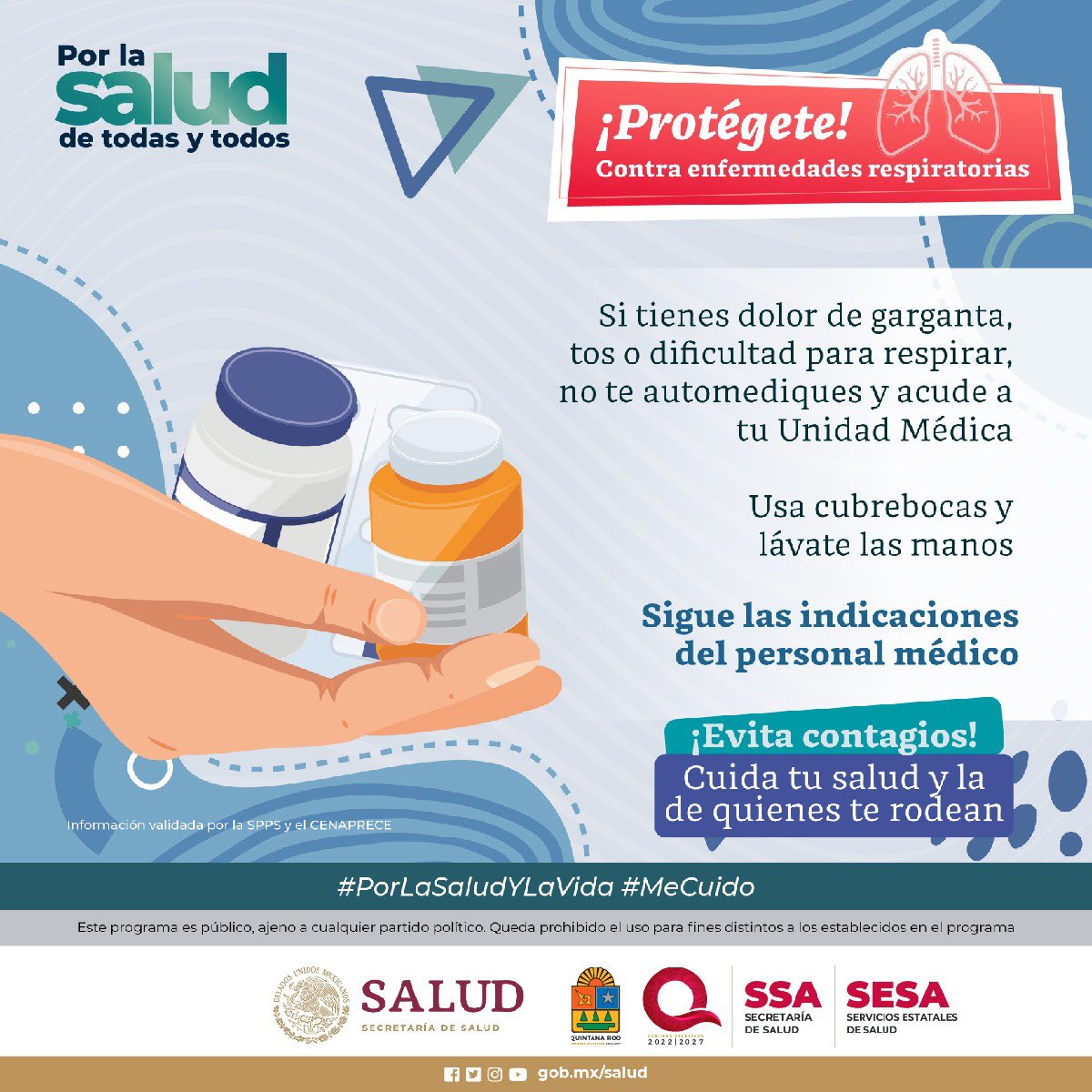 SESA_QROO's tweet photo. ¡La mejor medida para cuidar tu salud y la de los tuyos es la prevención! ¡Sigue las recomendaciones para disminuir el riesgo de contraer enfermedades respiratorias!
#PorLaSaludYLaVida #MeCuido https://t.co/KdAzS2IV36