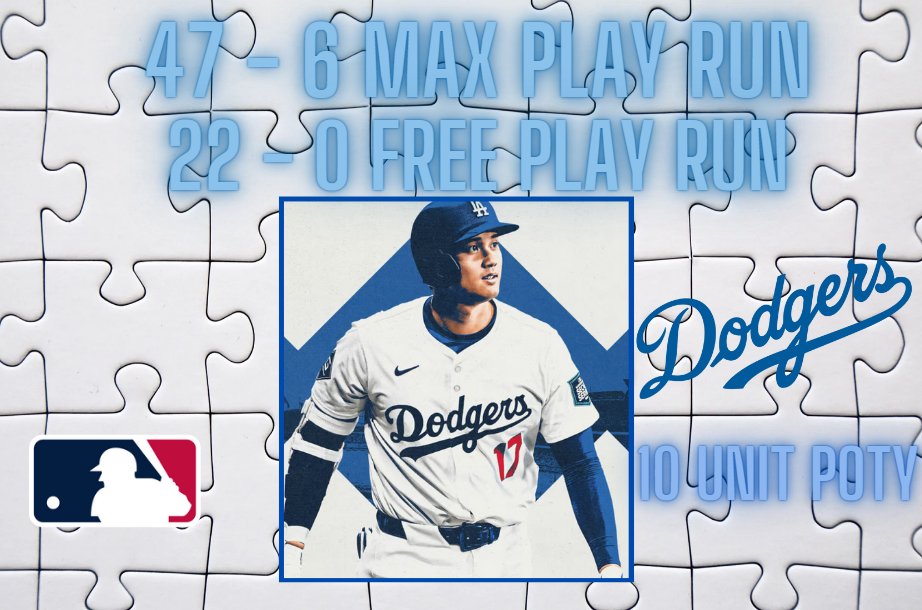 MLB Free-Play ⚾️⚾️

Dodgers ML 10u POTY -112 

22-0 Last 22 Free Plays (100%) 📈🐐

Drop a Like If You're Riding 🧩

#GamblingX #FreePicks