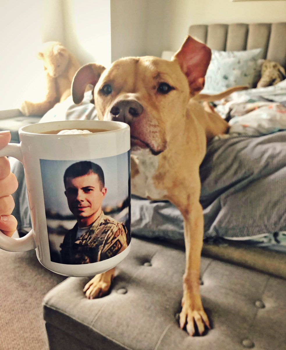 sarma's tweet photo. Or. My dog (❤️‍🩹) with Pete Buttigieg. Leon was @PupsforPete and I will carry that on. #teampete #PeteButtigieg 💙💛🐾 https://t.co/3TZcIbW3Ra