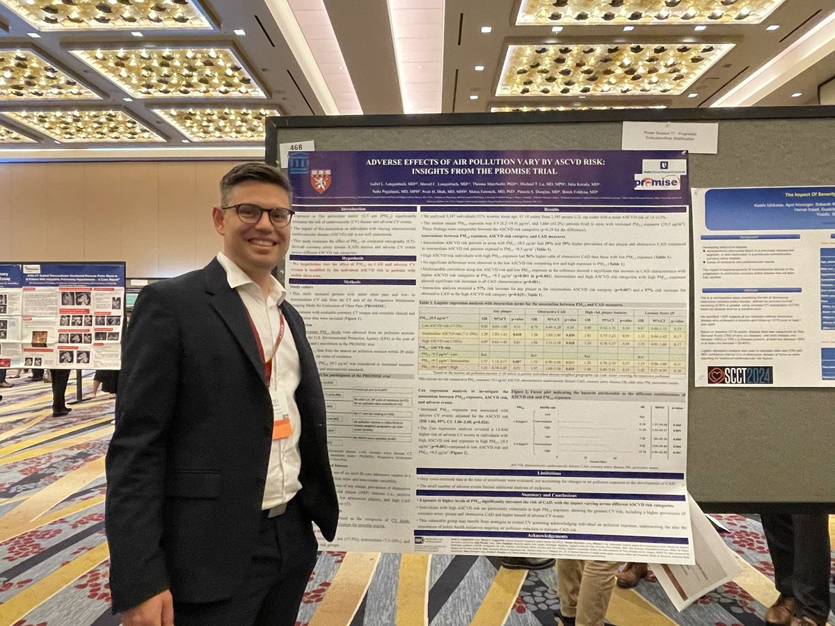 Marcel C. Langenbach (@mlangenbach_md) on Twitter photo We had the pleasure to present our findings on the impact of air pollution in different risk groups, an analysis led by <a href="/ILangenbach_MD/">Isabel Langenbach</a>. The results might affect management of patients at higher CV risk. Thanks to <a href="/iamritu/">Ritu Thamman MD</a> for a great discussion.
#SCCT2024 <a href="/CIRC_MGH/">MGH Cardiovascular Imaging Research Center</a> <a href="/Heart_SCCT/">Heart_SCCT</a> We had the pleasure to present our findings on the impact of air pollution in different risk groups, an analysis led by <a href="/ILangenbach_MD/">Isabel Langenbach</a>. The results might affect management of patients at higher CV risk. Thanks to <a href="/iamritu/">Ritu Thamman MD</a> for a great discussion.
#SCCT2024 <a href="/CIRC_MGH/">MGH Cardiovascular Imaging Research Center</a> <a href="/Heart_SCCT/">Heart_SCCT</a>