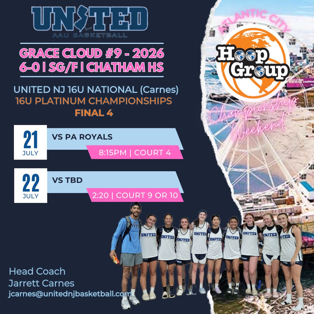 Grace Cloud (@gracecloud9) on Twitter photo <a href="/hgsl_girls/">Hoop Group Girls</a> 16U Platinum Championship Final 4!
Tonight - 8:15 - Court 4 #FinishTheFight
<a href="/unitedNJaau/">United NJ AAU</a> <a href="/jcarnesjr/">Coach Carnes</a> <a href="/CoachJimmy_O/">Jimmy Ostaszewski</a> <a href="/chatgirlshoops/">Chatham High School (NJ) Girls Basketball</a> <a href="/TinyGreenNBS/">Coach Tiny Green</a> <a href="/EJayArrow/">E J ๐</a> <a href="/NNJGirlsHoops/">North Jersey Girls Hoops</a> <a href="/PGHNewJersey/">Prep Girls Hoops New Jersey</a> <a href="/JrAllStarBB/">Jr. All-Star Girls Basketball</a> <a href="/NJLadiesHoops/">NJ Ladies Hoops</a> <a href="/hgsl_girls/">Hoop Group Girls</a> 16U Platinum Championship Final 4!
Tonight - 8:15 - Court 4 #FinishTheFight
<a href="/unitedNJaau/">United NJ AAU</a> <a href="/jcarnesjr/">Coach Carnes</a> <a href="/CoachJimmy_O/">Jimmy Ostaszewski</a> <a href="/chatgirlshoops/">Chatham High School (NJ) Girls Basketball</a> <a href="/TinyGreenNBS/">Coach Tiny Green</a> <a href="/EJayArrow/">E J ๐</a> <a href="/NNJGirlsHoops/">North Jersey Girls Hoops</a> <a href="/PGHNewJersey/">Prep Girls Hoops New Jersey</a> <a href="/JrAllStarBB/">Jr. All-Star Girls Basketball</a> <a href="/NJLadiesHoops/">NJ Ladies Hoops</a>