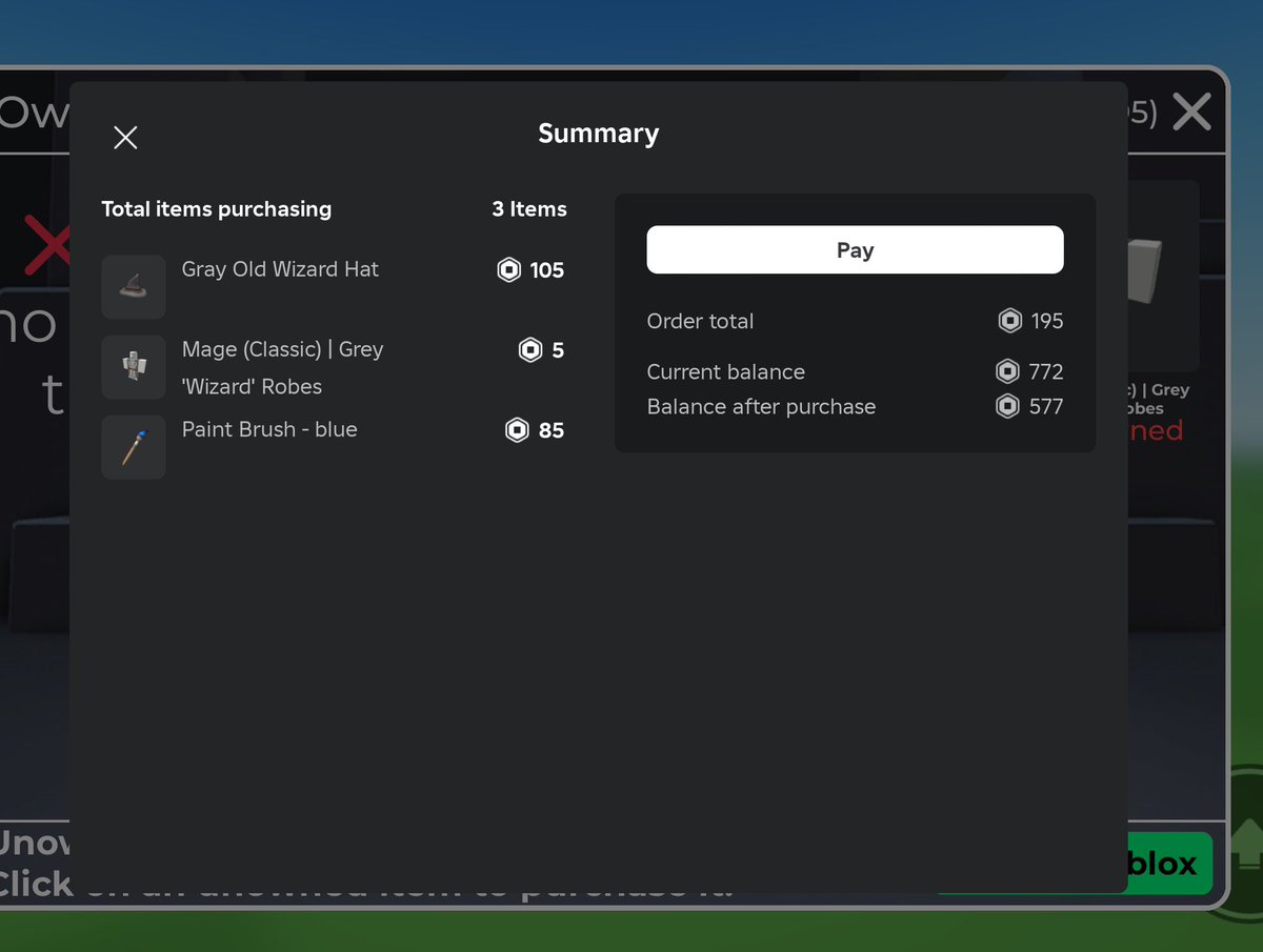 chancelover1129's tweet image. NEW ROBLOX PURCHASE UI IN GAME!
I was just purchasing an avatar in catalog avatar creator, and this UI popped up!
Do you think these looks good?
#roblox #robloxdev #robloxupdate #RobloxUGC