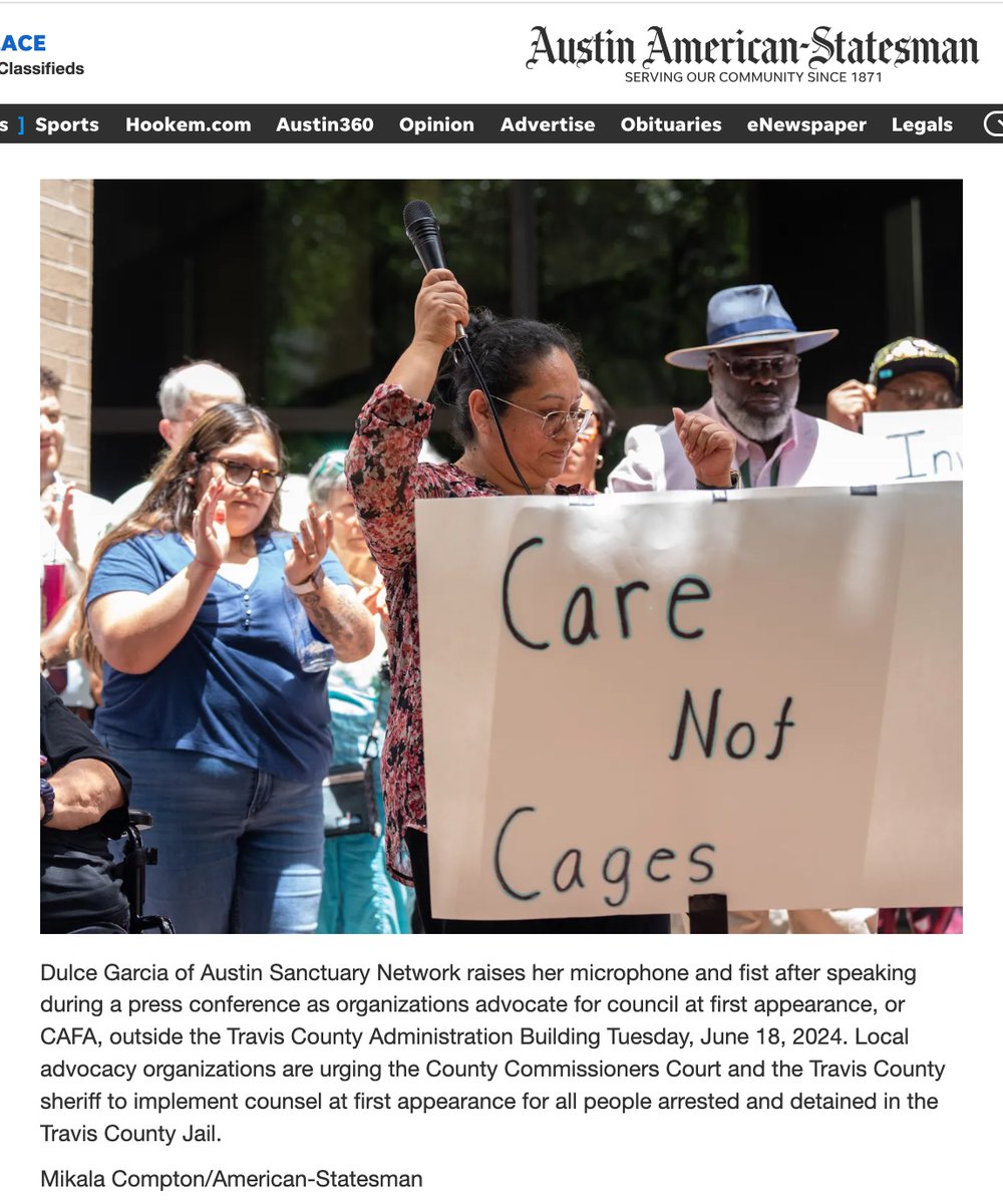 Over a month since we gathered w/ other advocates for a press conference urging  County Commissioners Court &amp; Travis County sheriff to implement counsel at first appearance aka CAFA for all people arrested and detained in the Travis County Jail. We are STILL waiting for an update