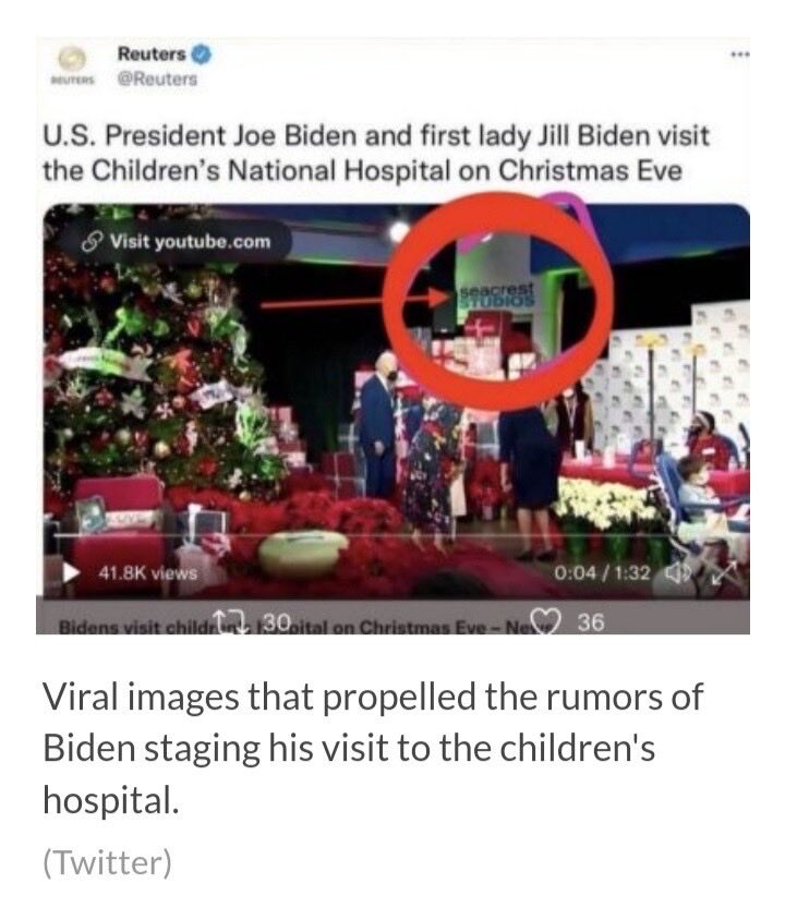 vendetti42's tweet image. Biden faked his trips to children’s hospitals at Christmas. #MemoryHole