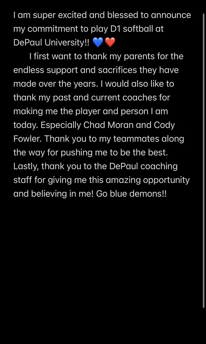 Excited for the next 4!! Go Blue Demons!! <a href="/DePaulSB/">DePaul Softball</a> <a href="/lizjagielski/">Elizabeth Jagielski</a> <a href="/Abbers410/">Abby Ramirez</a> <a href="/RoncalliSball/">Roncalli Softball</a> <a href="/DemariniBandits/">Beverly Bandits</a>