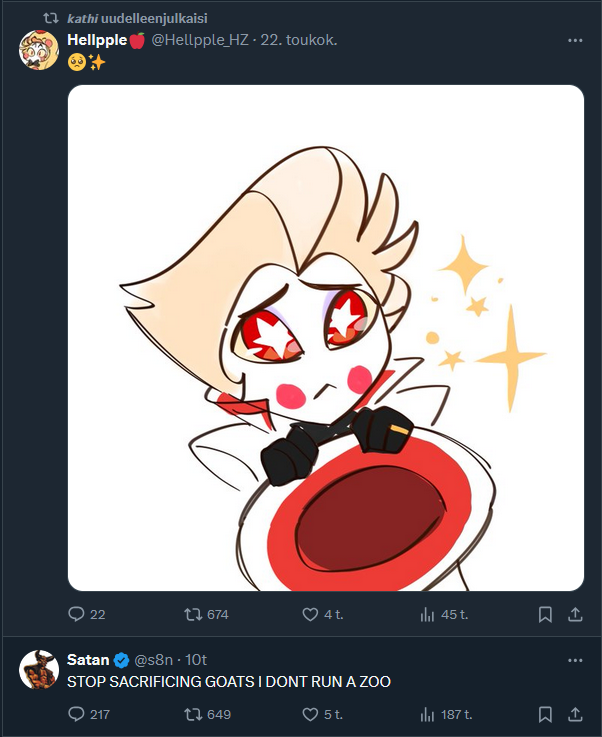 tawarithe's tweet photo. @Hellpple_HZ Luci what the heck did you do?
LUCIFER. https://t.co/7ILVZiTztN