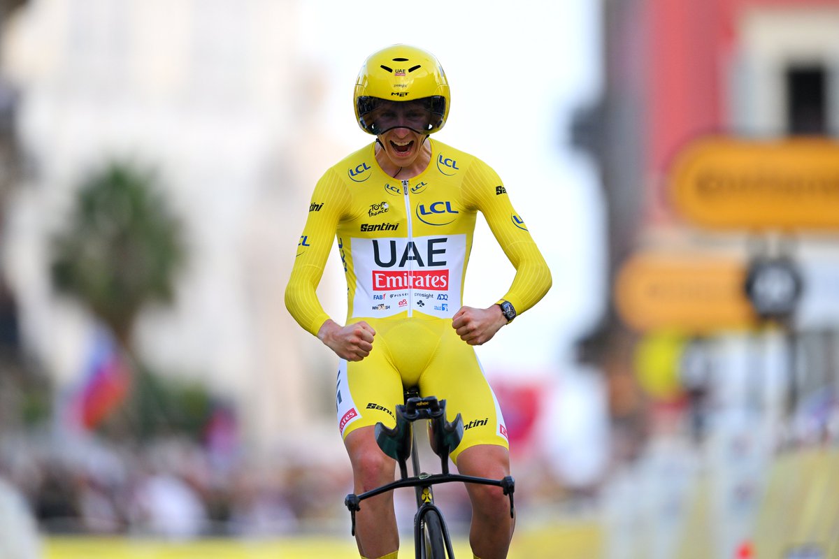 UCI_cycling's tweet photo. Tadej Pogačar wins his third Tour de France 🏆🏆🏆

After his 2020 and 2021 victories, the Slovenian rider is back on top with stunning dominance 🔥

🥇 Tadej Pogačar 🇸🇮
🥈 Jonas Vingegaard 🇩🇰
🥉 Remco Evenepoel 🇧🇪

📷 Getty

#TDF2024 #Cycling https://t.co/fDoWbSgOMo