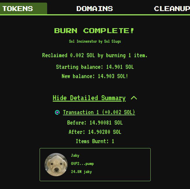 Jaky_CTO's tweet photo. 24m Tokens of $jaky burnt  (5k worth)

https://t.co/0dh2wz8Sr7 https://t.co/fHvrnipA0p