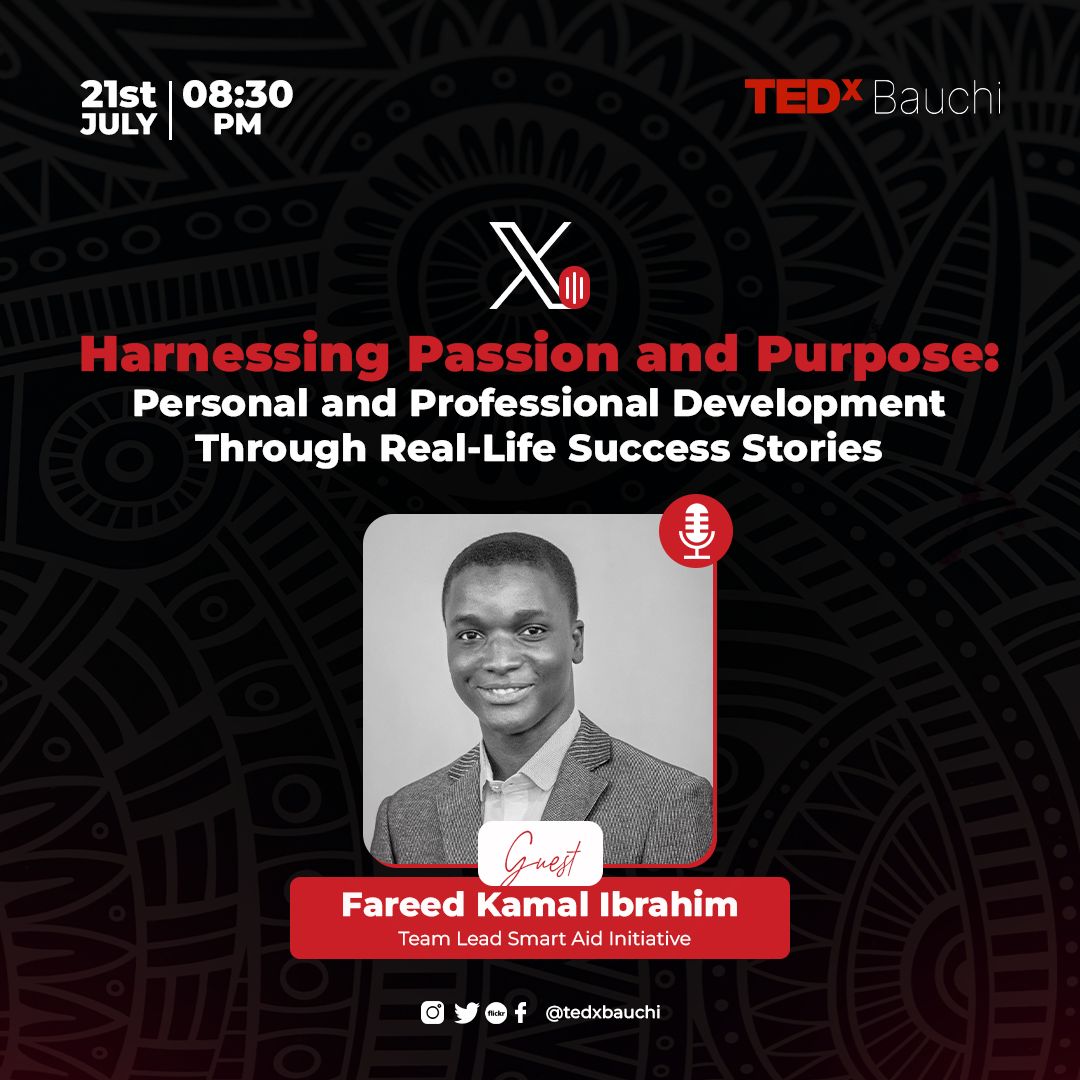 VictorVyrex's tweet photo. Join us @TedxBauchi by 8:30pm as we discuss 
Harnessing Passion and Purpose https://t.co/eppXOKSPzo