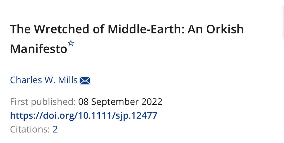 Had no idea that the late Charles Mills wrote a long article on the Lord of the Rings: “ This previously-unpublished essay by the late Charles W. Mills (1951–2021) seeks to demonstrate the racially-structured character of the universe created by J. R. R. Tolkien in The Hobbit and