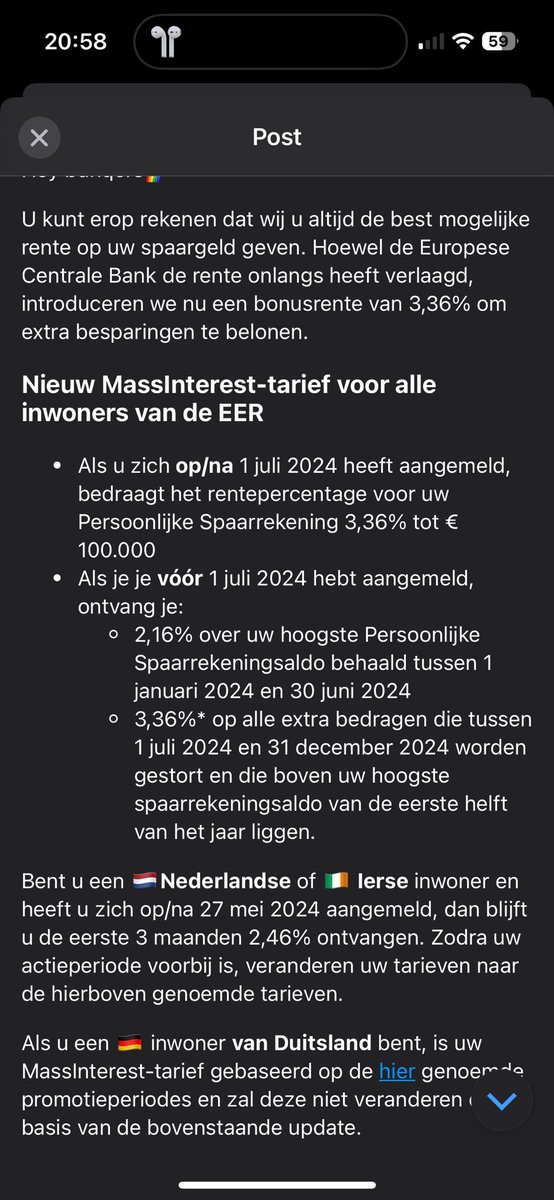 jkctjes's tweet photo. @bunq zie ik nu goed dat nieuwe klanten over hun gehele spaarbedrag gelijk 3,36 procent rente krijgen en bestaande in rente zakken en deze rente pas krijgen vanaf een bepaald spaarbedrag? Beetje gek toch!. Rekening opzeggen en een nieuwe openen dan maar? https://t.co/SUKxGcYs0t