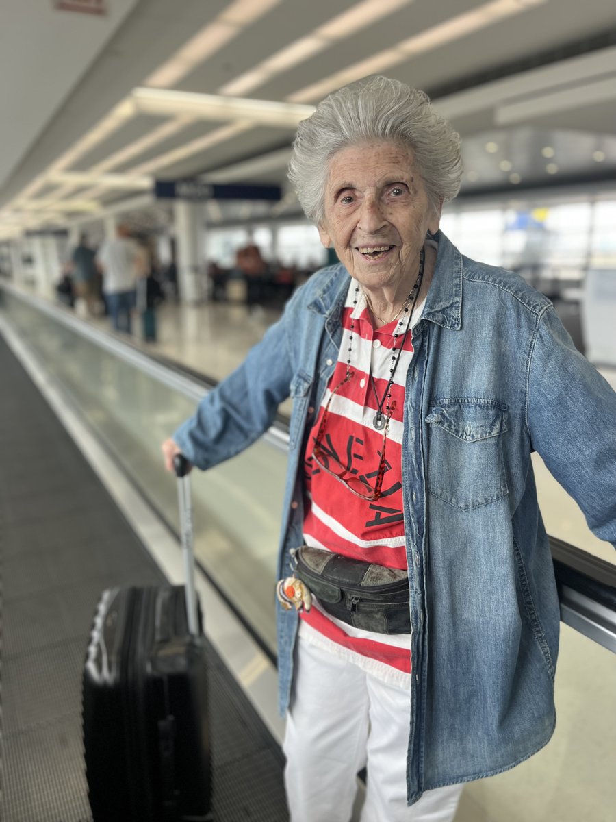 Nancybartosz's tweet photo. @nayibbukele 93 years old and going strong. Heading to El Salvador - looking forward to trying some of your @Beanoffire coffee. https://t.co/j3m3bY8oBq