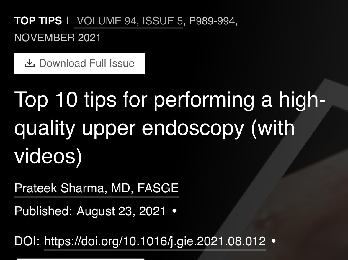 MN_GIMD's tweet image. Another great article is @GIE_Journal  article by #PrateekSharma on “Top 10 tips for performing a high-quality upper endoscopy (with videos)”

#ScopingSundays
