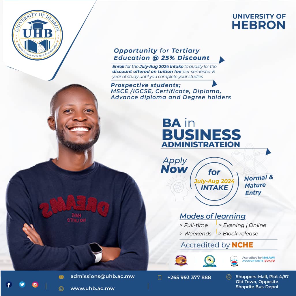 #UniversityModel
#UniversityOfHebron
#JulyAugustIntake
#TwentyFivePercentDiscount 
#TertiaryEducationForTotalTransformation