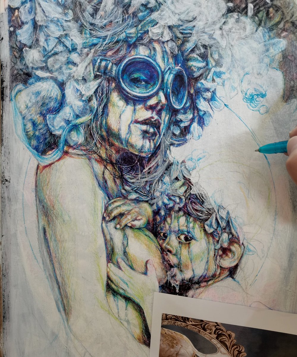 Jokiargu02's tweet image. Revisiting a very old piece. I hope I can get to finish it this time around. Mixed media.

Gm gm