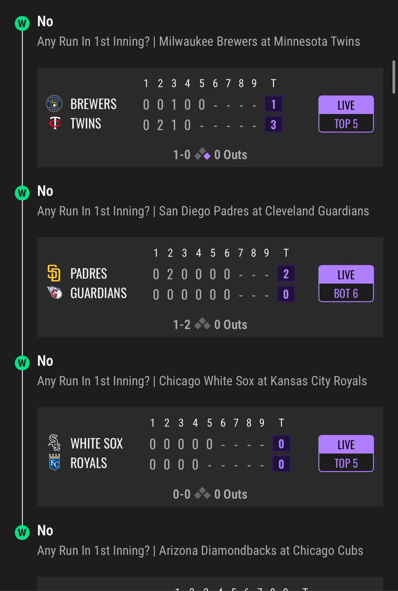 DFSnDONUTS's tweet photo. banggggg clean mofo NRFI sweep!!!!!! 

🔥 insane NRFI heater since the break
✅ +1150 NRFI Parlay 💰💰💰
✅ +767 NRFI Parlay 💰💰💰
✅ Team NRFI parlay 
✅ MIL/MIN -115
✅ SD/CLE -125
✅ CWS/KC -115
✅ ARI/CHC -130
✅TB/NYY NRFI +119
✅DET/TOR NRFI +102
✅HOU/SEA NRFI -105
✅NYM/MIA u1.5 NRFI lay
✅DET/TOR u1.5 NRFI lay
✅TB/NYY u1,5 NRFI lay
✅HOU/SEA u1.5 NRFI lay
✅MIA team NRFI lay
✅TOR team NRFI lay
✅TB team NRFI lay
✅Kirby parlay 1
✅Kirby parlay 2
✅Kirby parlay 3
😢 CWS/KC NRFI three days ago