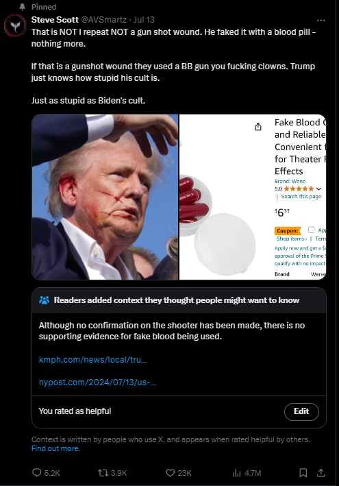 PetDragonNFTs's tweet image. 17 hrs and not a single view.

A week ago I saw #TrumpsRally was clearly a #StagedEvent w/o ever needing my opinion corroborated. 

@elonmusk @X @CommunityNotes WANTED to🎯ppl like me, to divide us, but w/ me it backfired, so I'm back to being censored.🖕U Haters! @Devon_Eriksen_