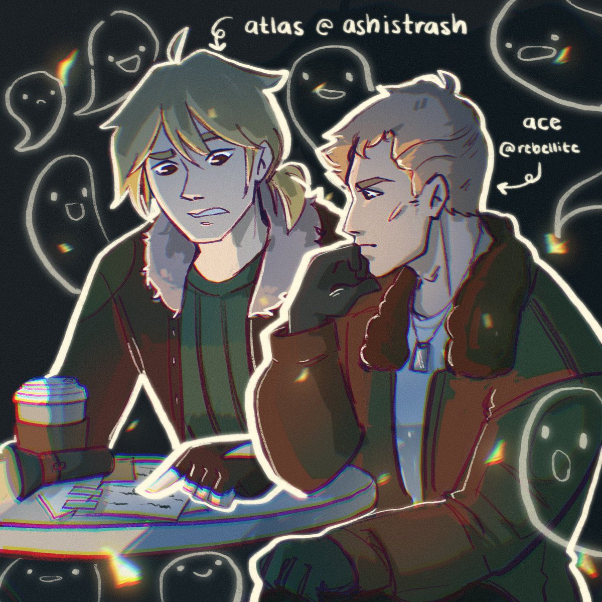 rebellite's tweet photo. atlas and ace working on a case ᕦ(ò_óˇ)ᕤ https://t.co/ensxYQOyrS