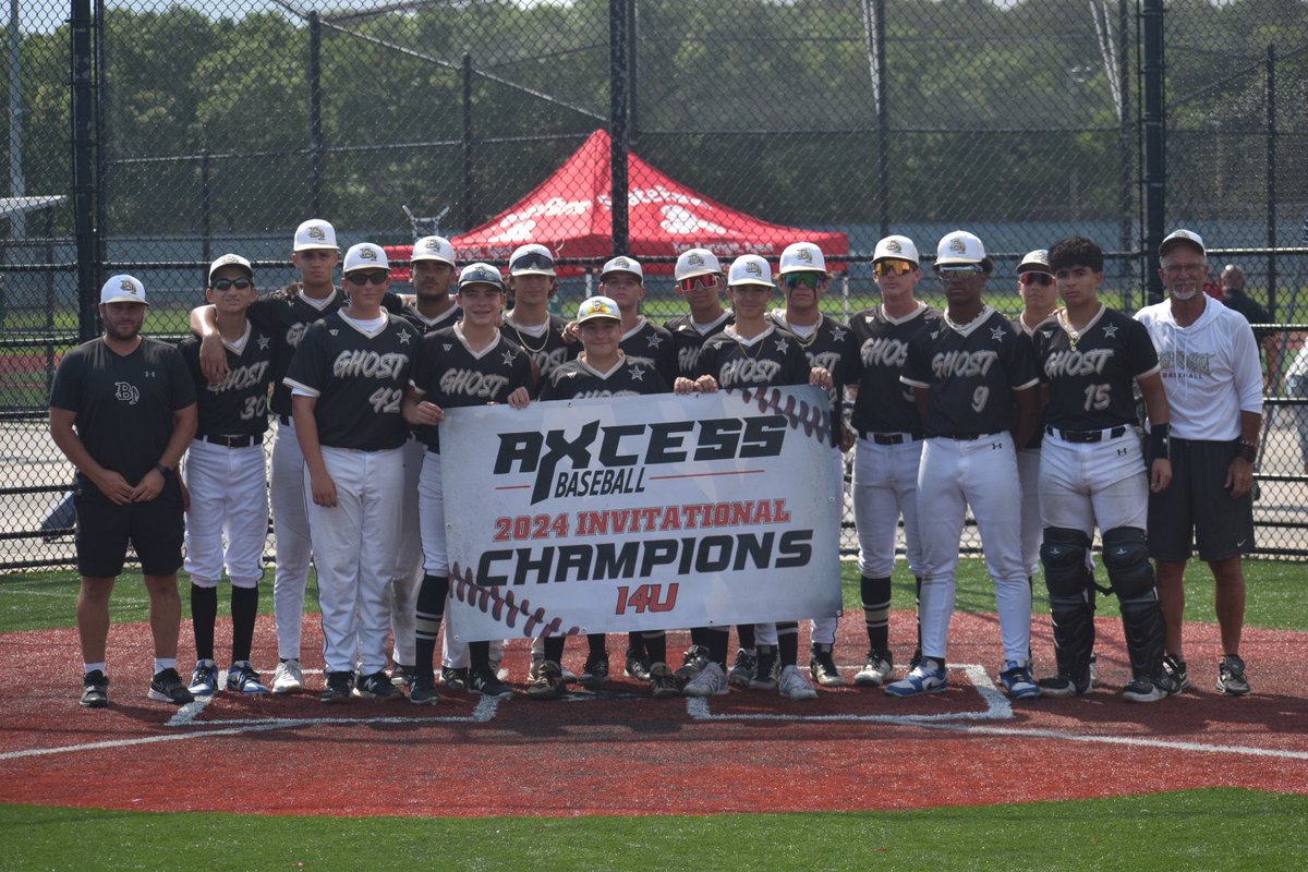 axcessbaseball's tweet photo. Back-to-back 🏆 

Congratulations to B1 Ghost Tracy (5-0) on capturing the 14u Axcess Invitational with a 4-2 victory. They also won the championship last year.

Runner Up: MVP East End

MVP: DJ Dowling (.556 AVG, .636 OBP &amp; 4 IP, 1 H with a win) https://t.co/KX5f1jhc7s