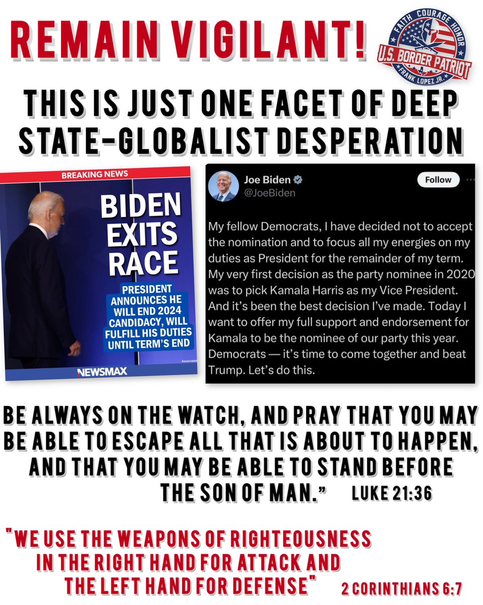 usborderpatriot's tweet photo. Evil world powers (physical and spiritual) are are in a frenzy. Remain sober-minded, sharpen your discernment, pray for increased wisdom. And as you do so, prepare yourselves, your family and other loved ones for turmoil. Remember: The final piece (and peace) is the return of the Lord!