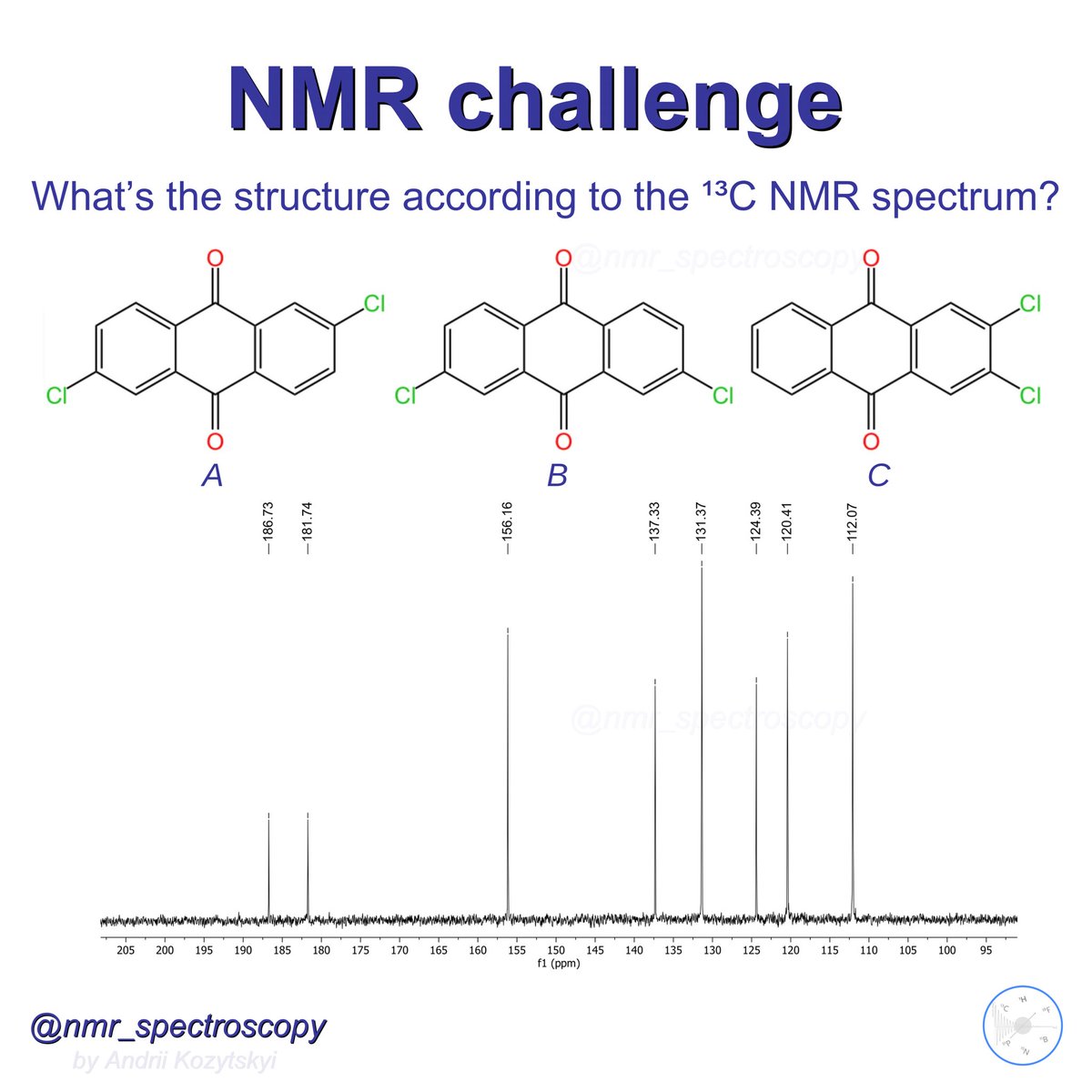 NMRspectroscopy's tweet photo. 🧲⁉️Weekend NMR challenge 🙂) Use the comments section/poll below or put your 🩶 and stay tuned for the answer 😉
#nmr #nmrchat #chemistry #spectroscopy #organicchemistry https://t.co/je6wQ3ZMUu