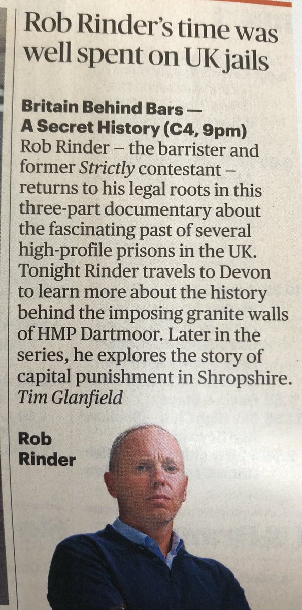 Tonight at 9pm on <a href="/Channel4/">Channel 4</a> don’t miss our brilliant new series #BritainBehindBars - as prisons are once again in the spotlight <a href="/RobbieRinder/">Rob Rinder</a> looks at the history of a different prison each week exploring attitudes to crime and punishment - tonight #Dartmoor