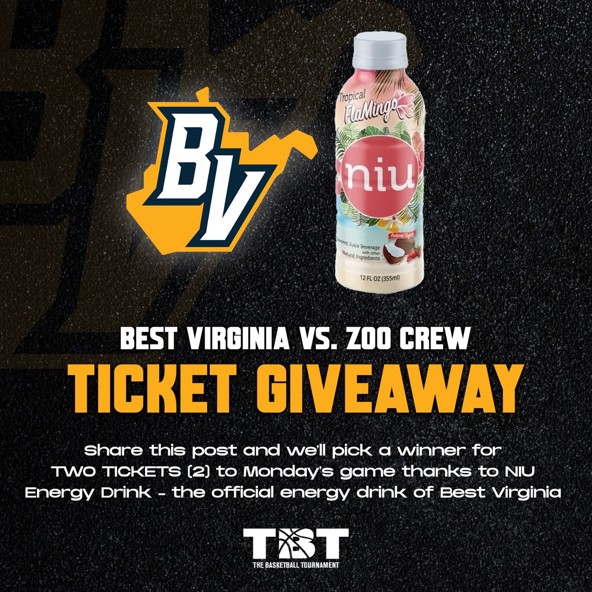 finalfourcast's tweet photo. WE'VE GOT 2 TICKETS TO GIVE AWAY FOR TOMORROW'S GAME!

Thanks to our friends at NIU - the official energy drink of Best Virginia - we're giving you the chance to win 2 tickets to the game.

Share this post before 5 p.m. today, and we'll pick 1 random winner | @thetournament https://t.co/ntatU9ANDD
