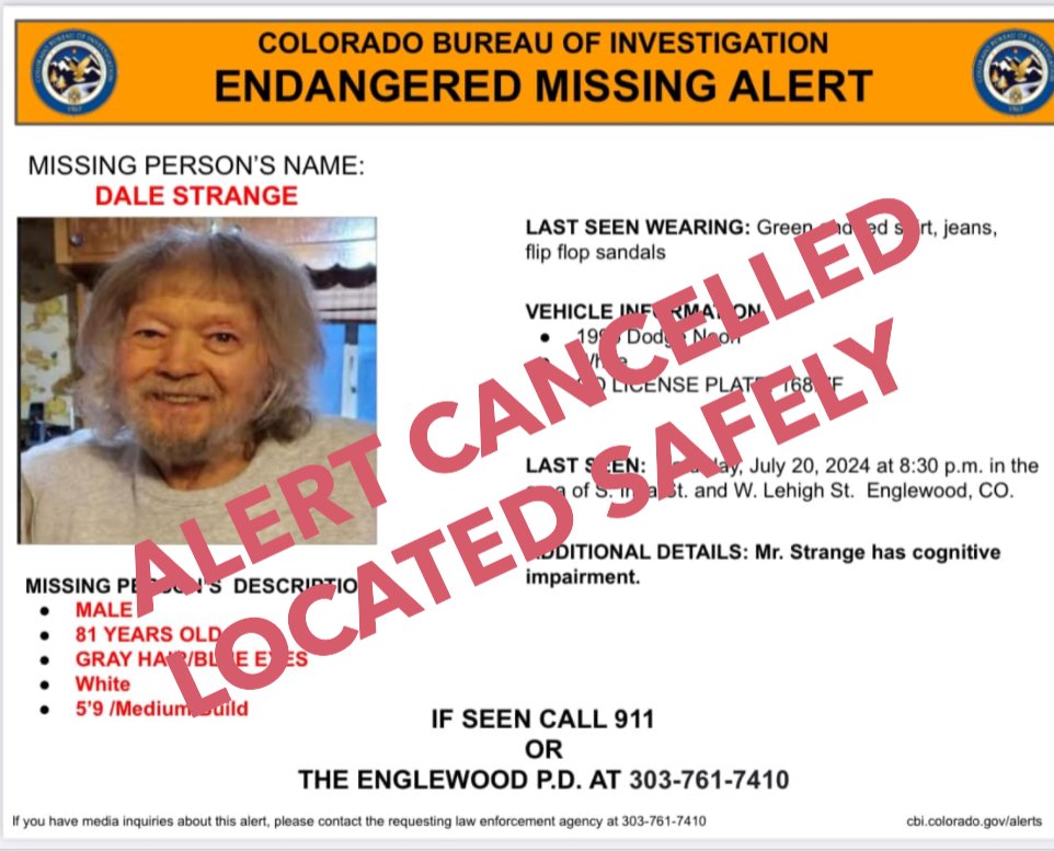 Update: 7/21/24 1:36p.m. Dale has been located and is safe.