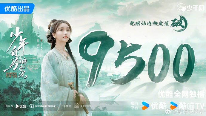 darkrivertes's tweet photo. Parabens ao drama #DashingYouth (#少年白马醉春风) de #HouMinghao, #HeYu, #HuLianxin, #XiaZhiguang, #JiangZhenyu, #TongMengshi, #ZhuZhengTing, #WanyanLuoRong, #ZhangChenXiao, #YangBingZhuo, #XiaoKaiZhong, #LiHongYi, #LiJiaMing e #XueBaYi por ultrapassar 9.500 de popularidade. https://t.co/c2ZxJ6cO9j