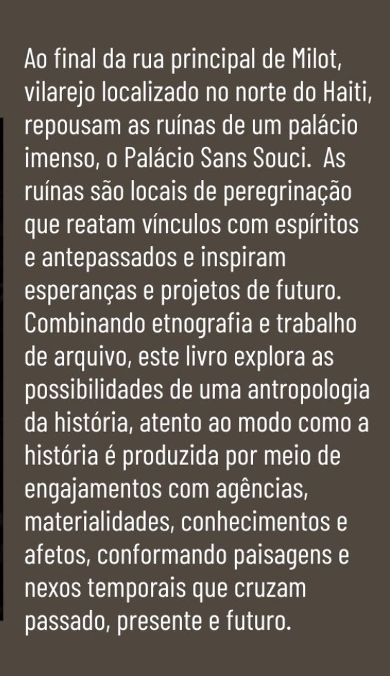 Rodrigo C. Bulamah (@rodrigobulamah) on Twitter photo Baita alegria ver esse livro finalmente impresso!
“Ruínas circulares: uma antropologia da história no norte do Haiti”, publicado pela <a href="/papeisselvagens/">papeisselvagens</a>, será lançado nesta quarta, dia 24, na Reunião Brasileira de Antropologia, em BH. Estejam convidadxs!
papeisselvagens.com.br/produto/ruinas… Baita alegria ver esse livro finalmente impresso!
“Ruínas circulares: uma antropologia da história no norte do Haiti”, publicado pela <a href="/papeisselvagens/">papeisselvagens</a>, será lançado nesta quarta, dia 24, na Reunião Brasileira de Antropologia, em BH. Estejam convidadxs!
papeisselvagens.com.br/produto/ruinas…