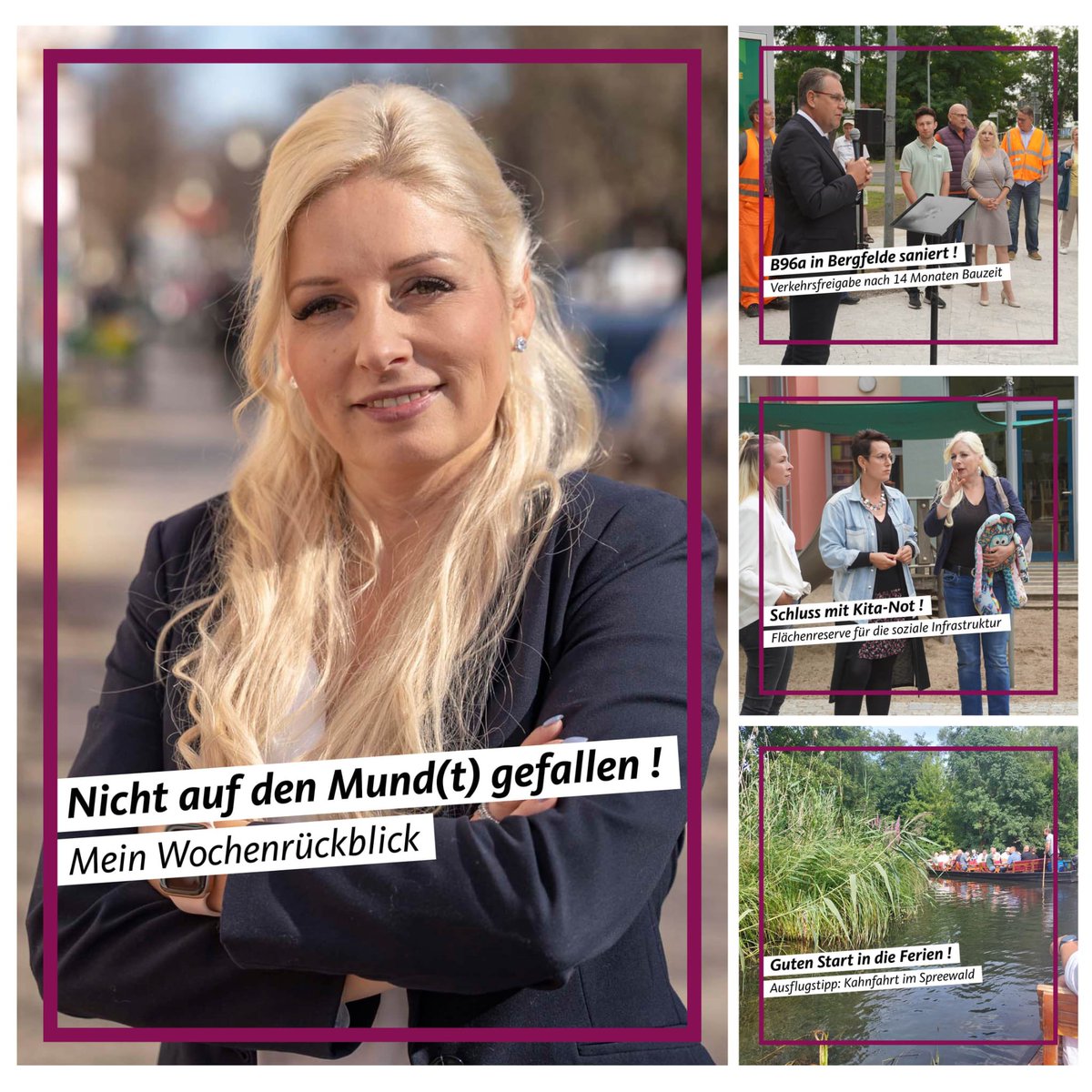 Nicht auf den Mund(t) 💋 gefallen – Mein Wochenrückblick mit folg Themen: Zucchinis satt in Liebenthal, Abschied am Louise-Henriette-Gymnasium, Straßensanierung in Bergfelde, Meinung: Schluss mit Kita-Not, Guten Ferienstart, Mehr rb.gy/ekefui