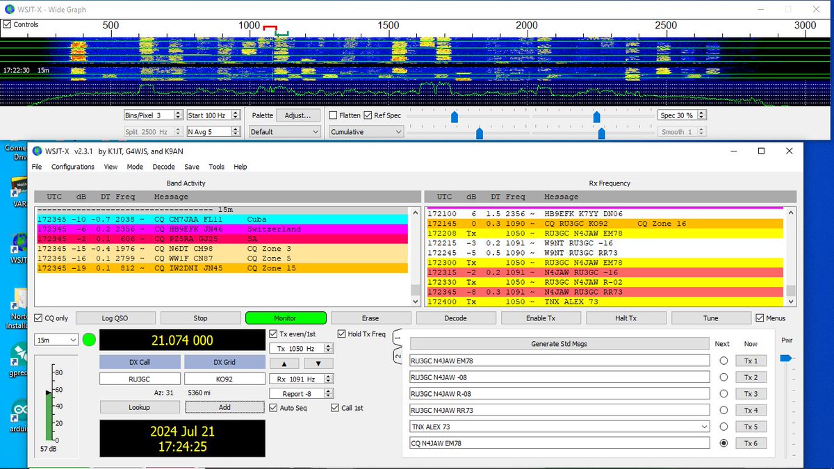 N4JAW's tweet photo. The crew and I had a fun time early afternoon hunting #FT8 with my #FT891 thru #Signalink on 15 meters. I was able to work Alex #RU3GC from my patio in Louisville, KY USA. #AmateurRadio #Hamradio #digital at its best. https://t.co/LlOQ0jpcMQ