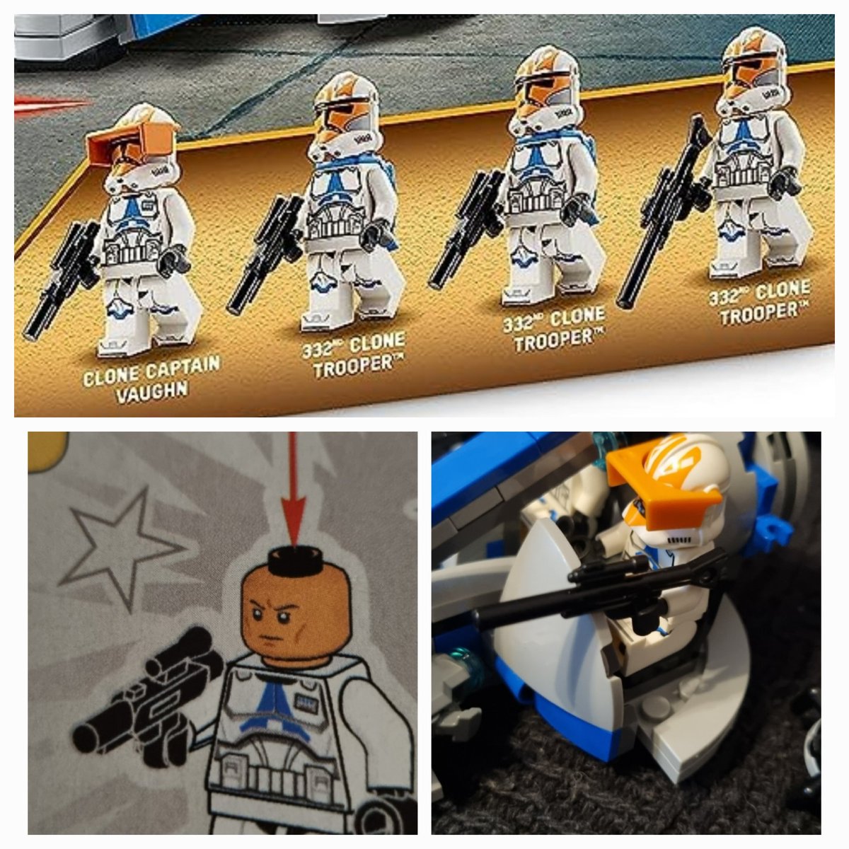 SimonHolliday13's tweet photo. Bit of a weird one @LEGO_Group . SW set 75359 has four clone troopers. 
Each one has the same weapon, barring the commander who either has a long gun or a pistol depending on the image from the instructions vs the box.
The set came with the long rifle but which is right? https://t.co/YyjTtUZp2V