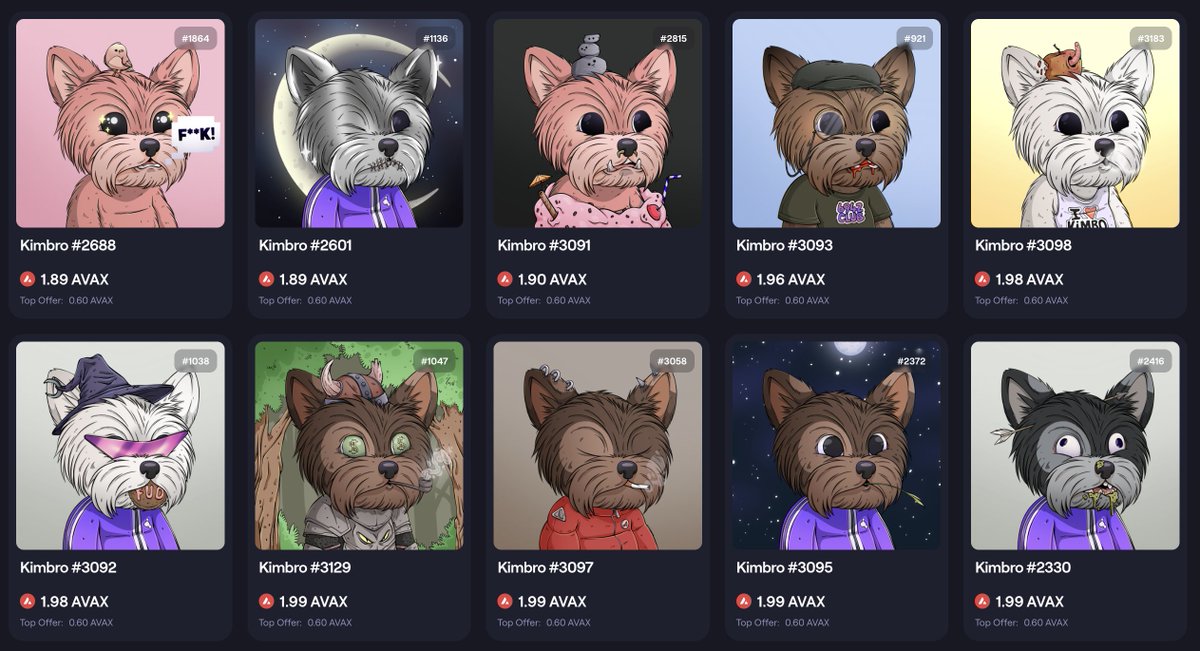 The <a href="/KimbrosNFT/">KIMBROS 🐶</a> floor is almost above 2 AVAX. Be smart, scoop the floor, delist your #KimbroNFT and be a true legend $KIMBO holder. 

Buy your #NFTsellers  here ⬇️
joepegs.com/collections/av…

Trust the process as we have a lot of cool things incoming for our diamond holders.