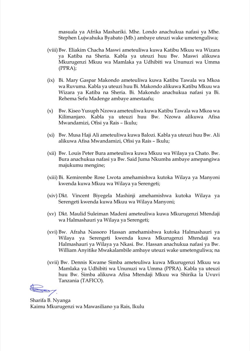 ikulumawasliano's tweet image. UTEUZI