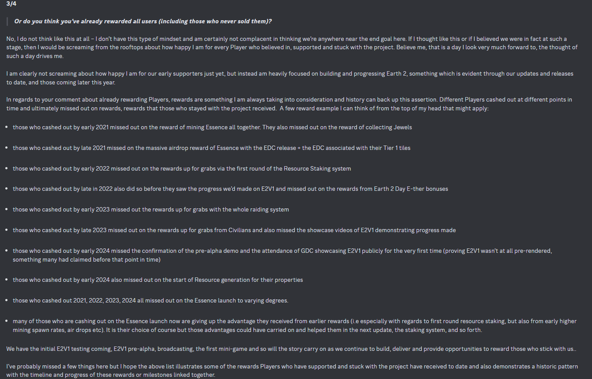 E2News's tweet photo. New Essence staking system inbound on #Earth2 for Essence and Land Holders. 
Players will be able to load up their Mentars with Essence which will allow Mentars to attract more Ether, thus increasing the Ether production from such land (esp larger properties). 

Shane also mentioned earlier how Earth 2 land has only grown in utility. Holding land over a period of time has allowed players to mine Ether (incl. civilians), Essence - from Ether, helped host/build Cydroids from Essence, Produce Jewels and Resources. 

Essence by itself has increasing utility which includes:- Ability to power Cydroids for Raiding and Resource Prospecting, Allows users to stake on Resource and Content submission claims thus offering an opportunity to earn ROI on Essence held, Allows jewel improvements (to power various boosts), Powers land upgrades for increasing Ether production