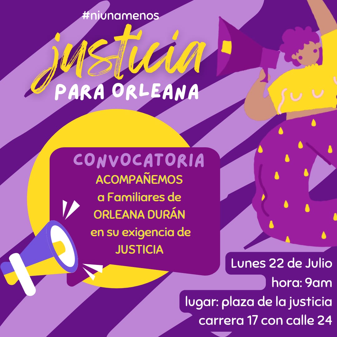Orleana Durán
#Femicidio #Lara
#Mañana #22Jul
#Acompañamiento a #Audiencia #Hora: 9 am
Lugar: Plaza de la Justicia Carrera 17 c/calle 24 #Barquisimeto
#SiTocanAUna
#RespondemosTodas
#JusticiaParaOrleana
#JusticiaParaTodasLasMujeres
<a href="/JusticiaMujerVe/">TSJ JusticiadeGénero</a>
<a href="/DhelizAlvarez/">Dheliz Álvarez</a>
<a href="/TarekWiliamSaab/">Tarek William Saab</a>