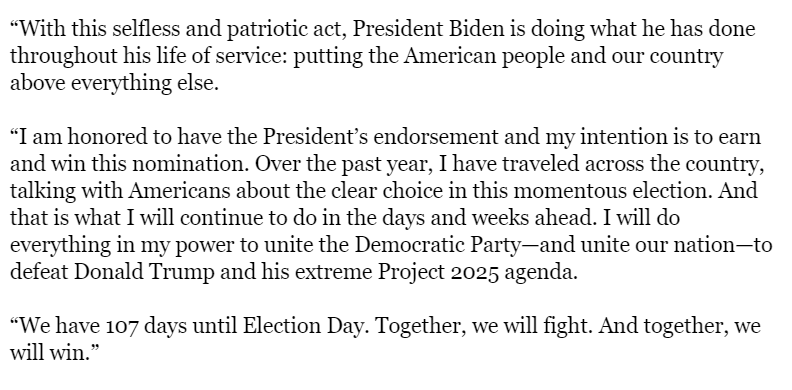 edokeefe's tweet photo. JUST IN: @VP @KamalaHarris thanks @JoeBiden, says she will seek the Democratic presidential nomination with his support. https://t.co/kqHi88Zu7X
