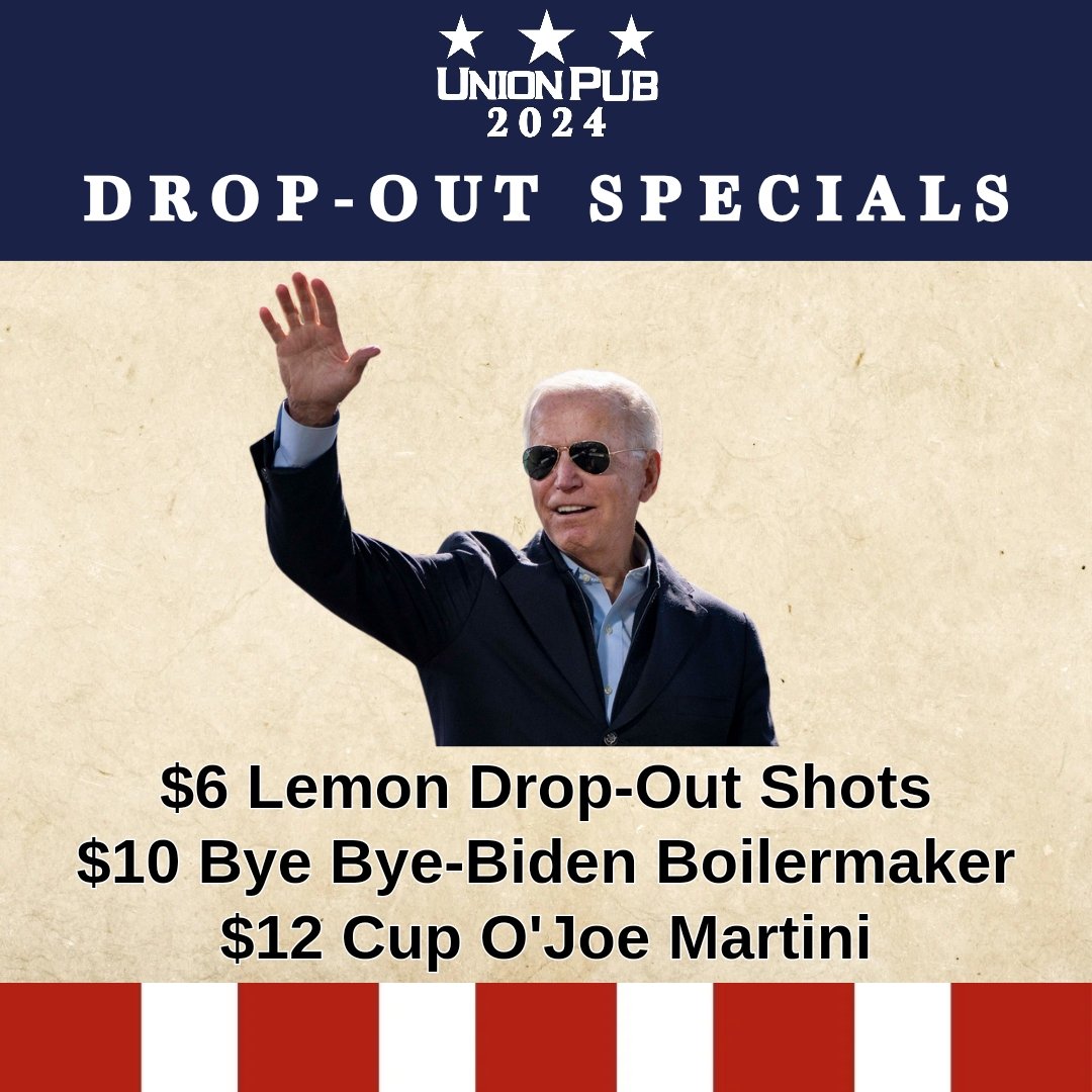 This is a BFD.
Drop-Out Specials available now. Stay tuned for more specials this week. 
#UnionPub2024