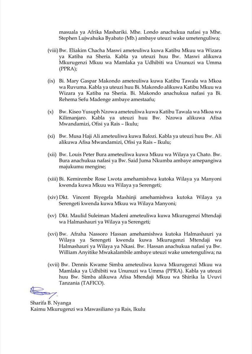 TZMsemajiMkuu's tweet image. Uteuzi na uhamisho wa viongozi