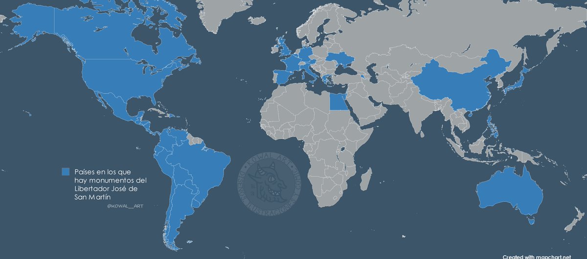 kowal_art's tweet photo. Países en los que hay monumentos del Libertador José de San Martín.

#Argentina https://t.co/j8e4YdMFM6