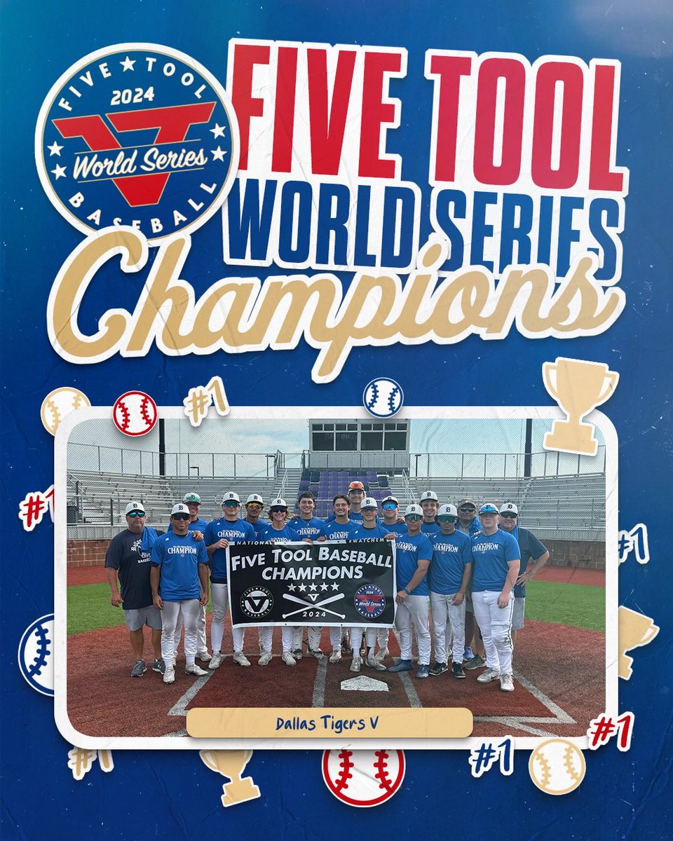 ✭Five Tool Texas✭ (@fivetooltexas) on Twitter photo 🏆CHAMPIONS🏆
Congrats to <a href="/DTigerBaseball/">Dallas Tigers</a> V on winning the 17U American Blue Championship of the <a href="/FiveTool/">Five Tool Baseball</a> World Series!
#WatchEm 🏆CHAMPIONS🏆
Congrats to <a href="/DTigerBaseball/">Dallas Tigers</a> V on winning the 17U American Blue Championship of the <a href="/FiveTool/">Five Tool Baseball</a> World Series!
#WatchEm