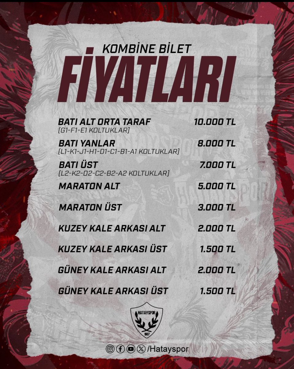 HATAYHABER31's tweet photo. 2024-2025 Trendyol Süper Lig Sezonu Mersin Stadyumu kombine biletleri satışta. Kombinelerinizi https://t.co/fhMV9IBVFk adresi üzerinden satın alabilirsiniz.
@Hatayspor_FK https://t.co/R67UlOVVdt