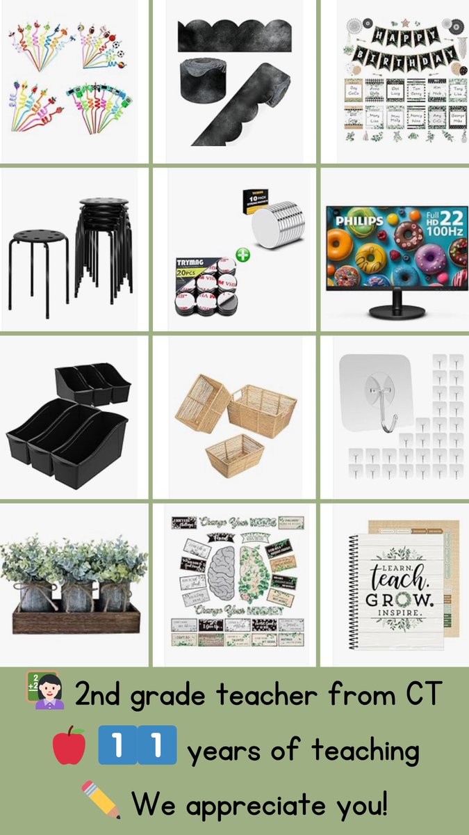 <a href="/MrsDSpEd/">Mrs D</a> Thank you for the chance!
Please consider donating to our 2nd grade list!
We still have many much needed items
I get into my classroom 8/12!
Help us #clearthelist before then!
#SupportAClassroom 
#AdoptATeacher 

Our List ➡️ tinyurl.com/malmarlet